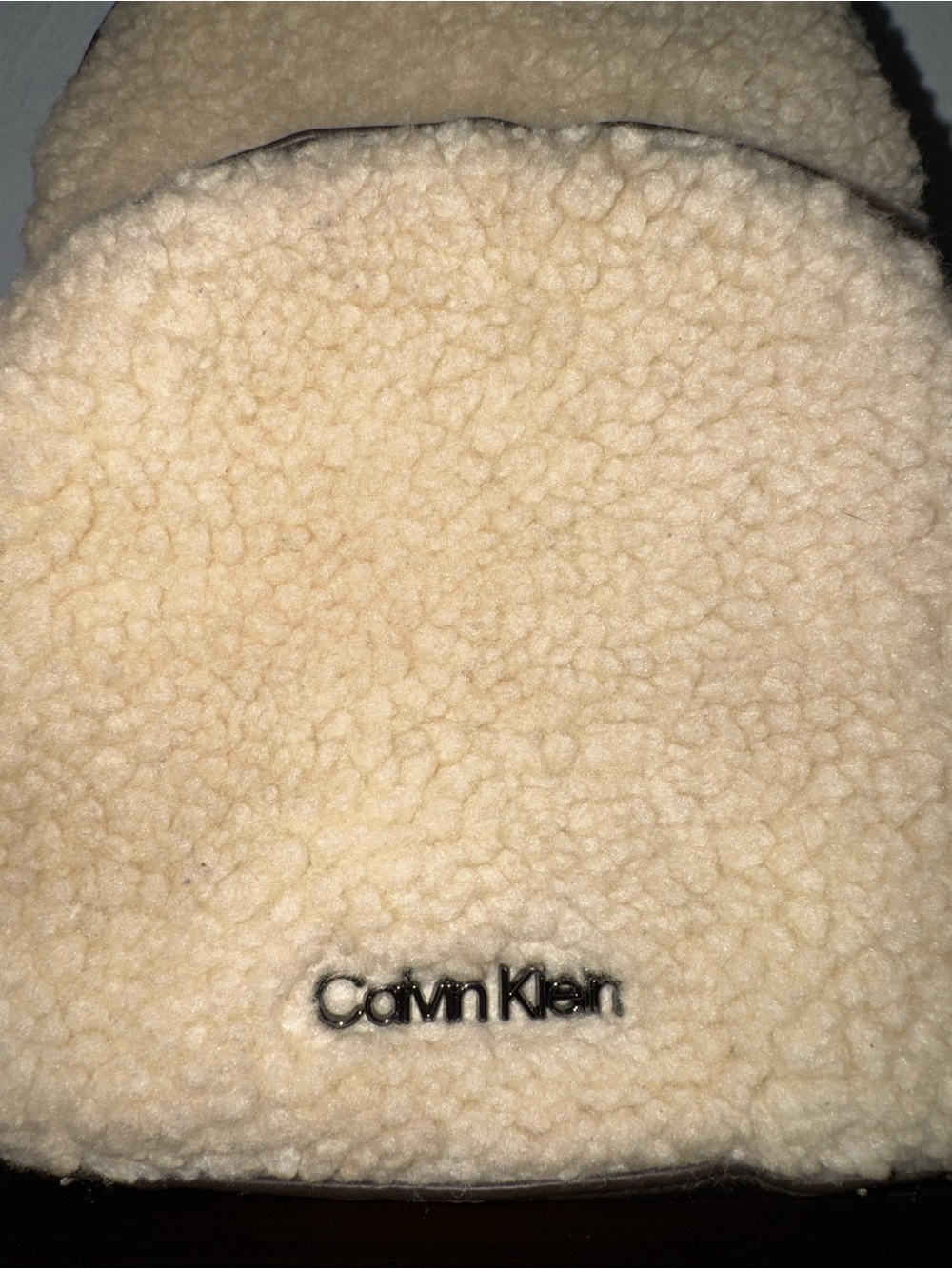Calvin Klein Cream Sherpa Mini Backpack with Brown Trim - Picture 2 of 8